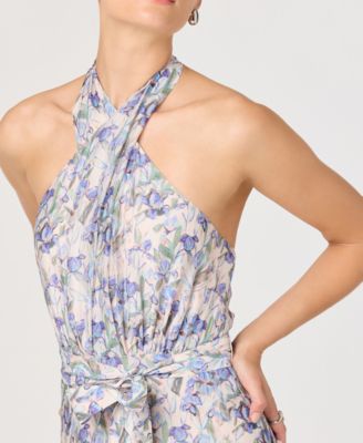 Women's Floral Halter Neck A-Line Dress
