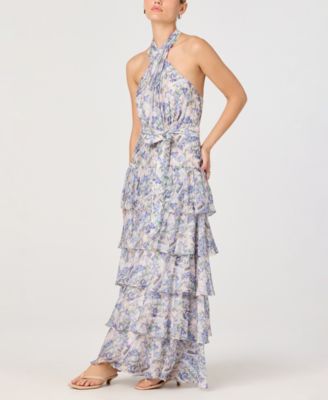Women's Floral Halter Neck A-Line Dress