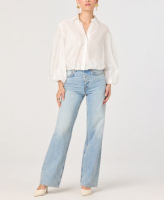 Women's V-Neck Button Front Top