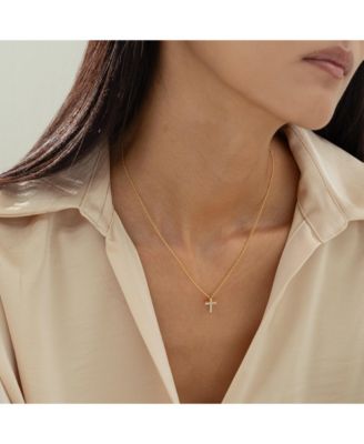 14k Gold Plated Aveline Crystal Cross Necklace Holiday Gift Guide