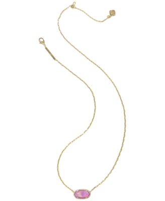 Opalescent Resin Elisa Pave Frame Short Pendant Necklace (Also Available in Imitation Pearl)