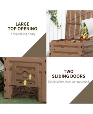 Garden Compost Bin, 120 Gallon (450L) Garden Composter with 80 Vents and 2 Sliding Doors, Lightweight & Sturdy, Fast Creation of Fertile Soil, Brown