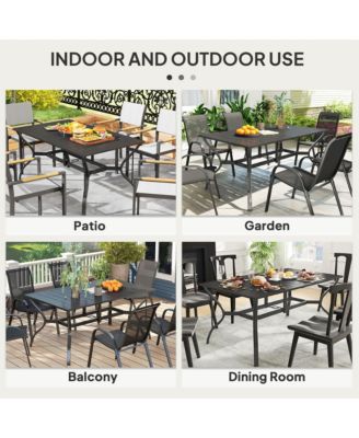 Outdoor Dining Table with Umbrella Hole, Patio Dining Table,
