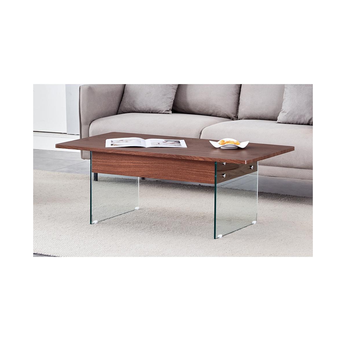 Streamdale Multifunctional Lift Top Coffee Table with Dark Wood Grain Sticker
