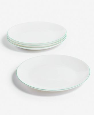 Opal Glass Mint Rim Salad Plates, Set of 4