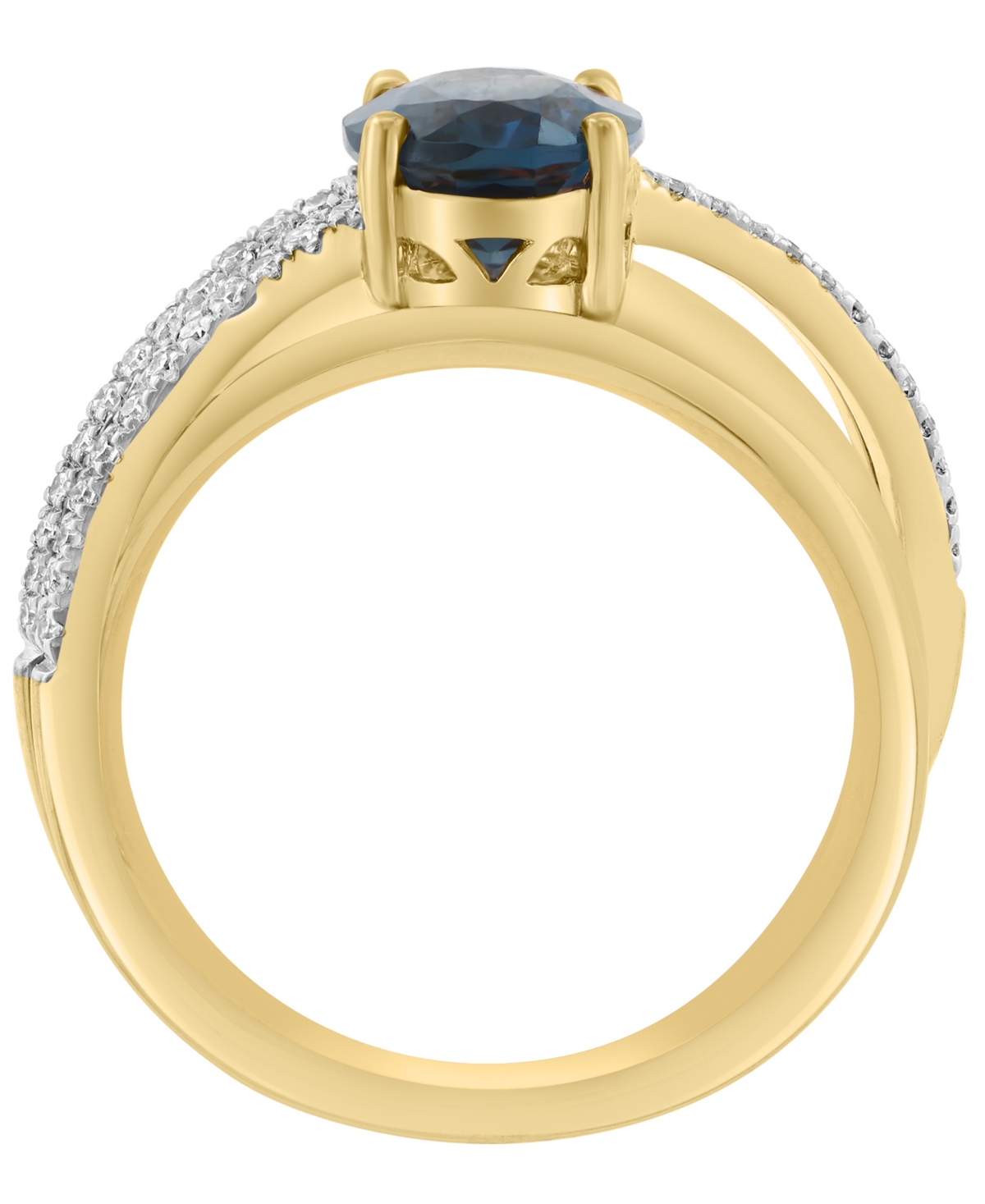Effy Collection London Blue Topaz (2-1/10 ct. t.w.) and Diamond (1/6 ct. t.w.) Ring in Gold Over Silver