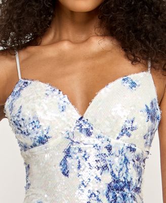 Juniors' Spaghetti Straps Sweetheart Dress