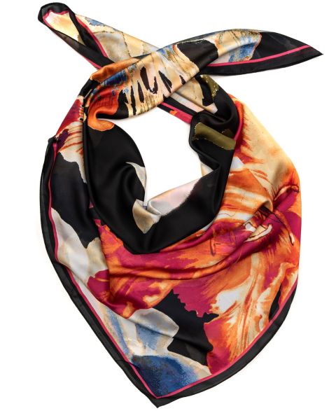 Женский шарф Vince Camuto Exploded Blooms Square, цвет: Чёрный разноцветный