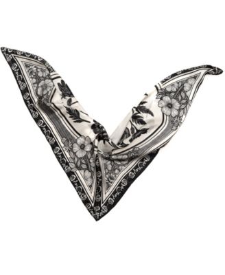 Woodcut Floral Square Scarf