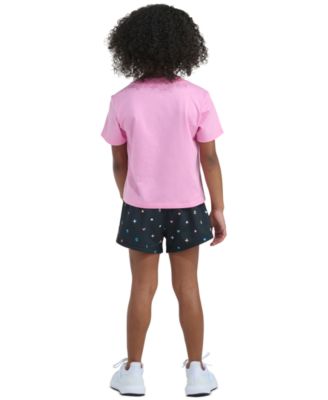 Girls' 2T-6 Short-Sleeve T-Shirt and Printed Woven Shorts, 2-Piece Set