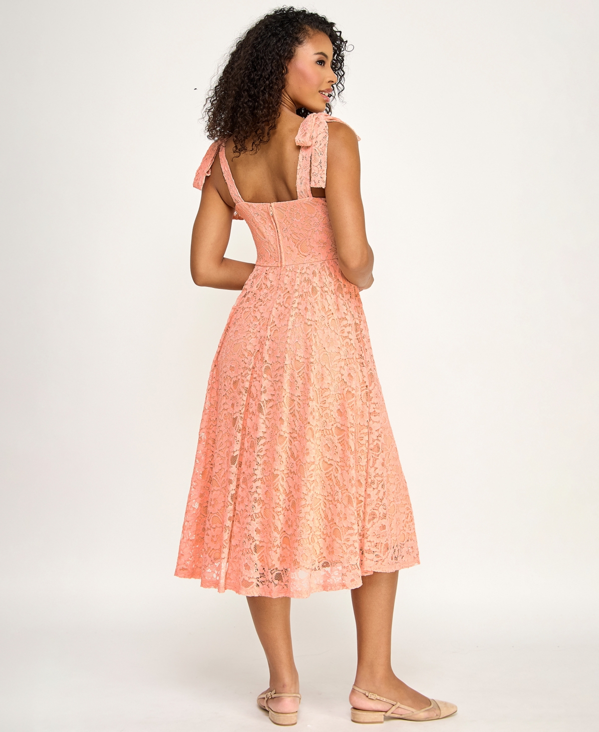 Seni & Cade Women's Twist Front Tie Shoulder Midi Dress