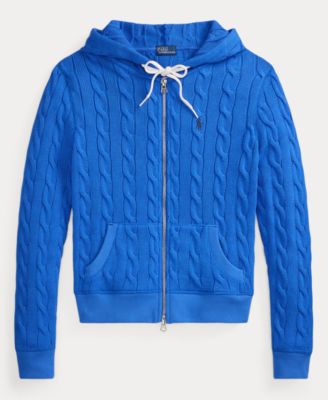 Women's Cable-Knit Cotton Full-Zip Hoodie Sweater
