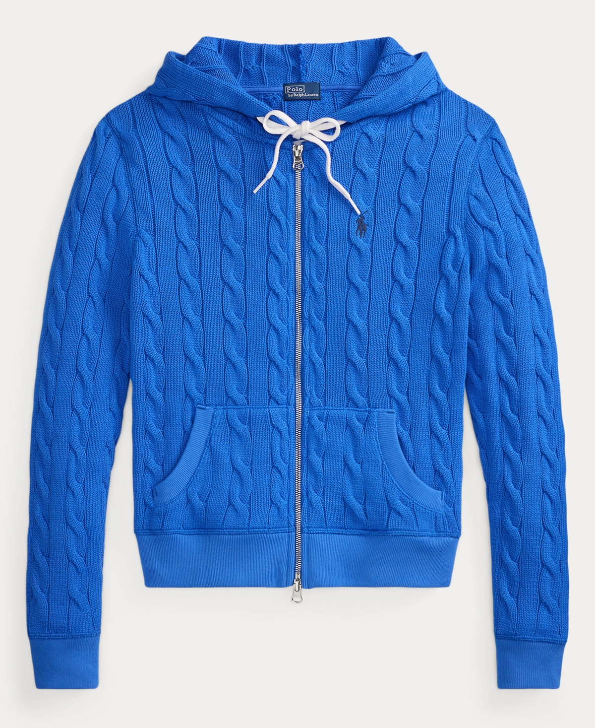 Polo Ralph Lauren Women's Cable-Knit Cotton Full-Zip Hoodie Sweater