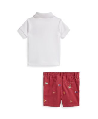 Baby Boys' Bear Print Polo Shirt and Shorts, 2-Piece Set