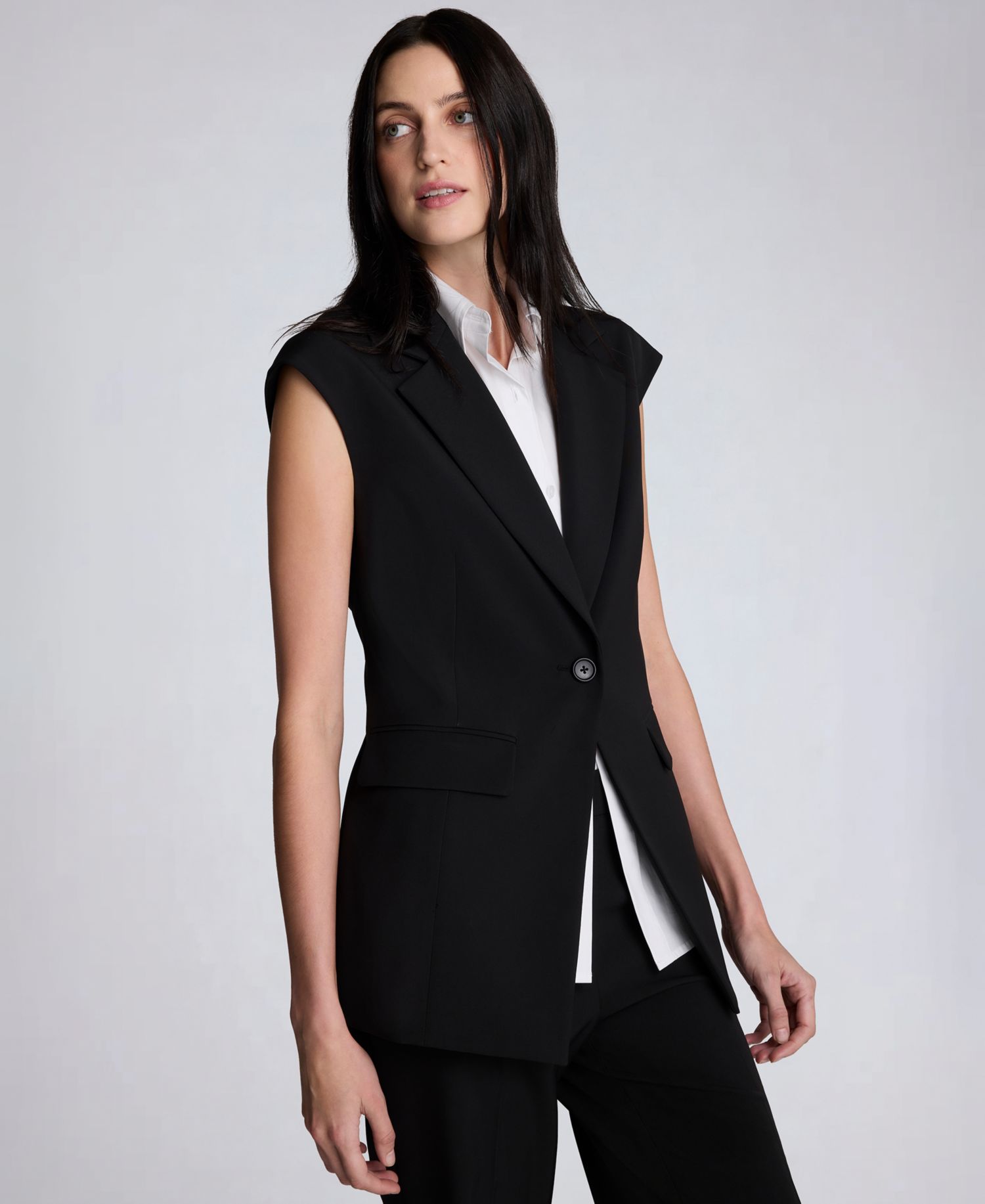 Women's Luxe Twill Sleeveless Vest with Detachable Shirt