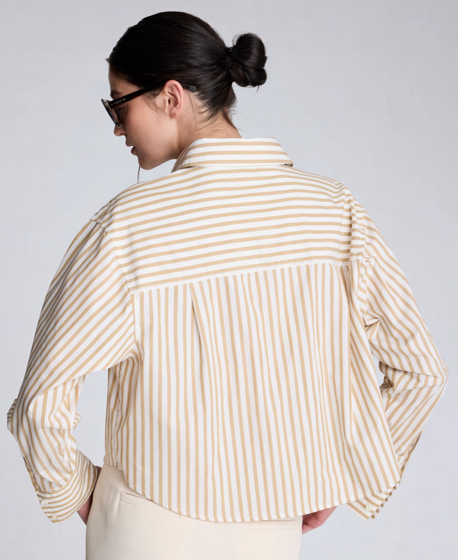 Women's Button-Front Cropped Shirt