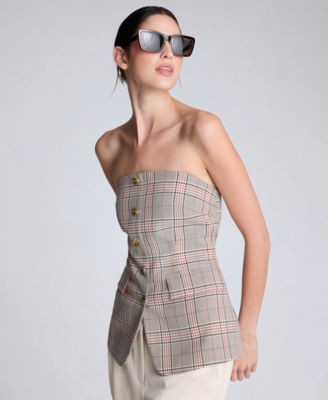 Women's Strapless Button-Front Shirt Vest