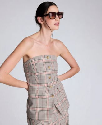 Women's Strapless Button-Front Shirt Vest