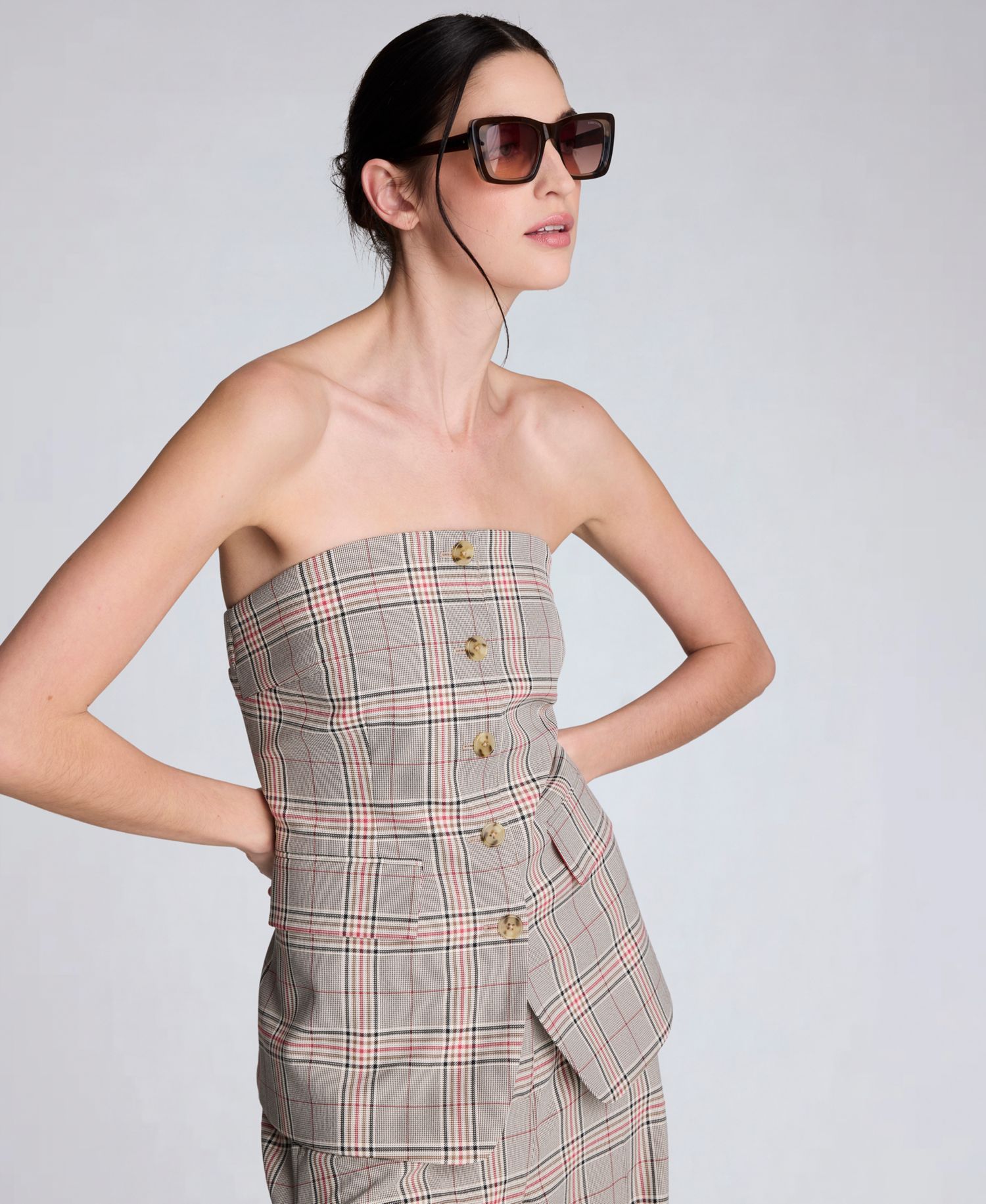 Women's Strapless Button-Front Shirt Vest