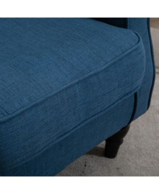 Button-Tufted Accent Chair with High Wingback, Rounded Cushioned Armrests