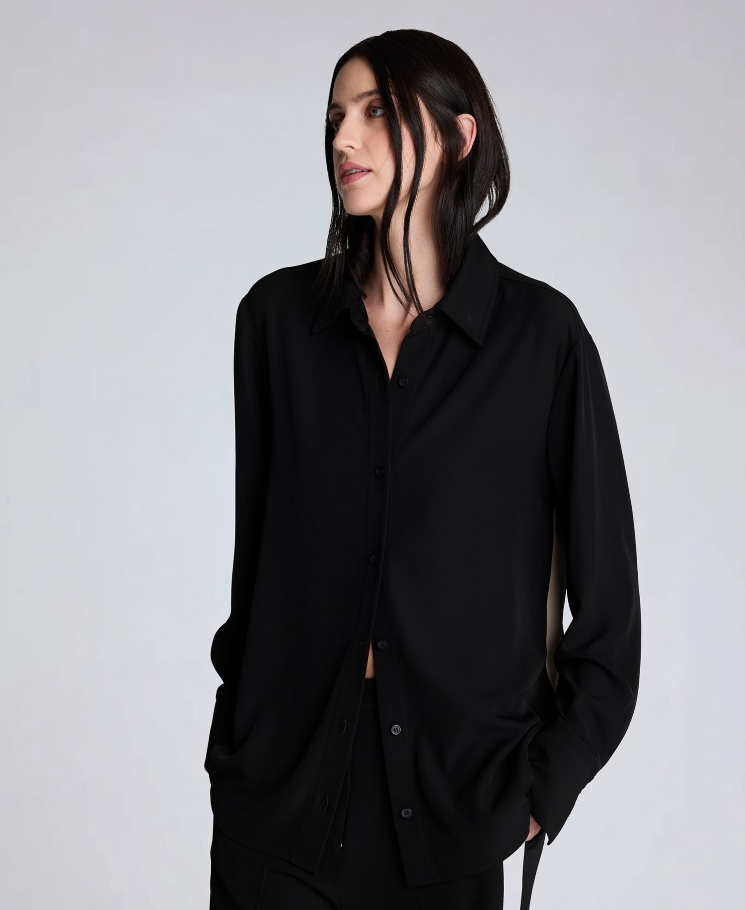 Women's Oversized Button-Front Collared Shirt