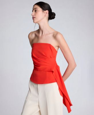 Women's Sleeveless Draped Front Bustier Crop Top