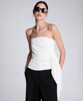 Women's Sleeveless Draped Front Bustier Crop Top