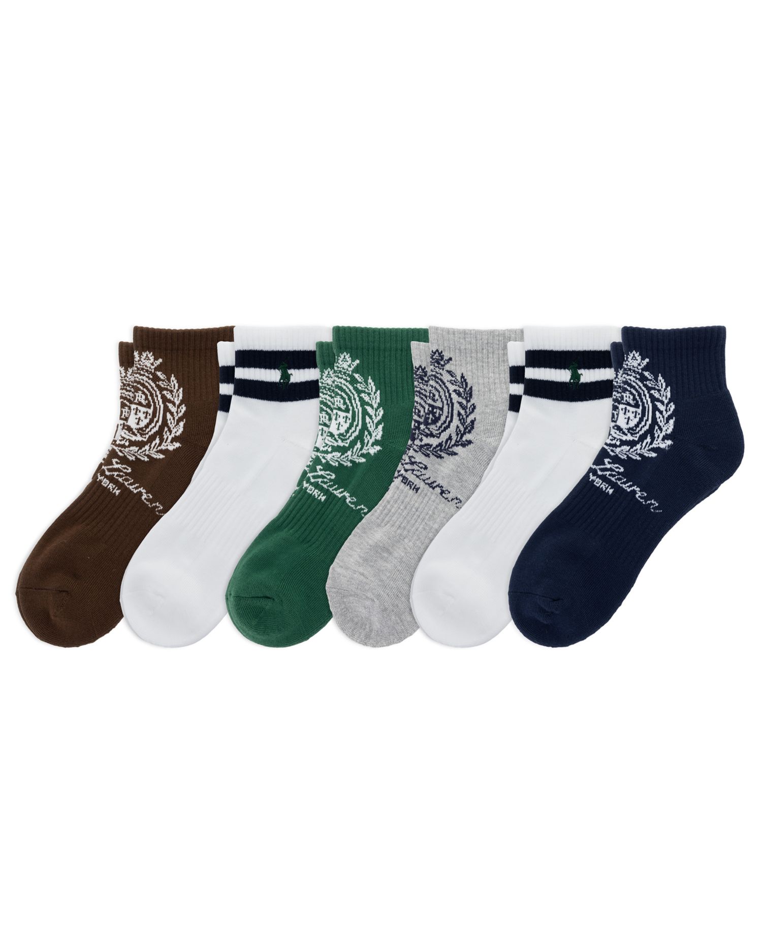 Men's Ralph Lauren Crest Quarter Socks, 6-Pack