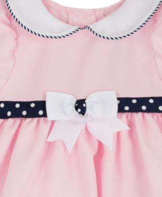 Baby Girls' Polka Dot Nautical Round Neck Dress, Panty and Hat, 3-Piece Set