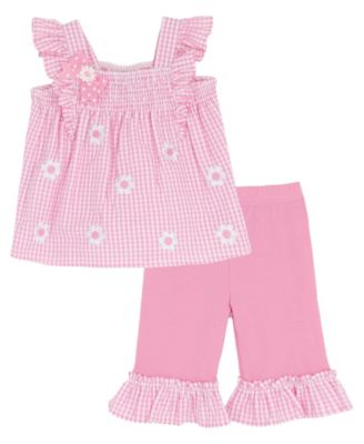 Baby Girls' Embroidered Daisy Sleeveless Top and Capri Pants, 2-Piece Set