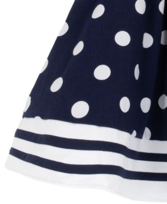 Baby Girls' Nautical Dot Round Neck Dress