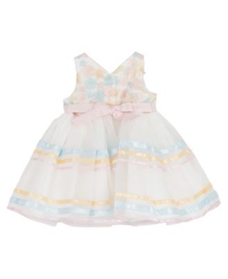 Baby Girls' 3D Floral Mesh Round Neck Dress and Panty, 2-Piece Set