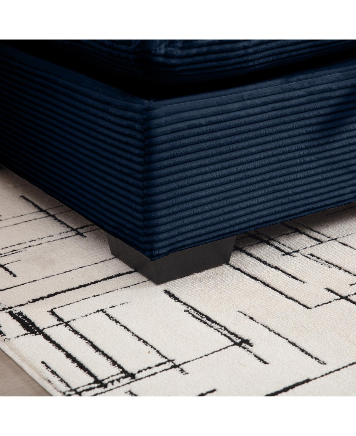 Streamdale Furniture Blue Corduroy Modular Sofa with Ottoman