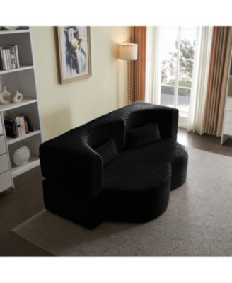 Corduroy Foam Sleeper Sofa Bed with Pillows