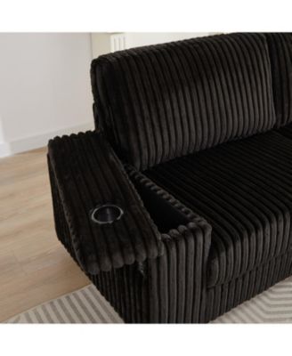  Oversized Corduroy Corner Sofa w/ Storage, USB, Cup-holder (Not Combinable