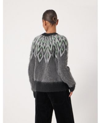 Women's Brushed Fair Isle Mohair Blend Cardigan