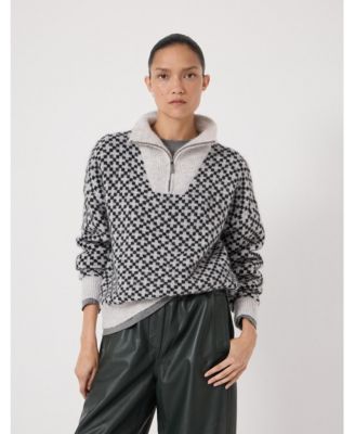 Women's Juno Quarter Zip Mono Jacquard Jumper
