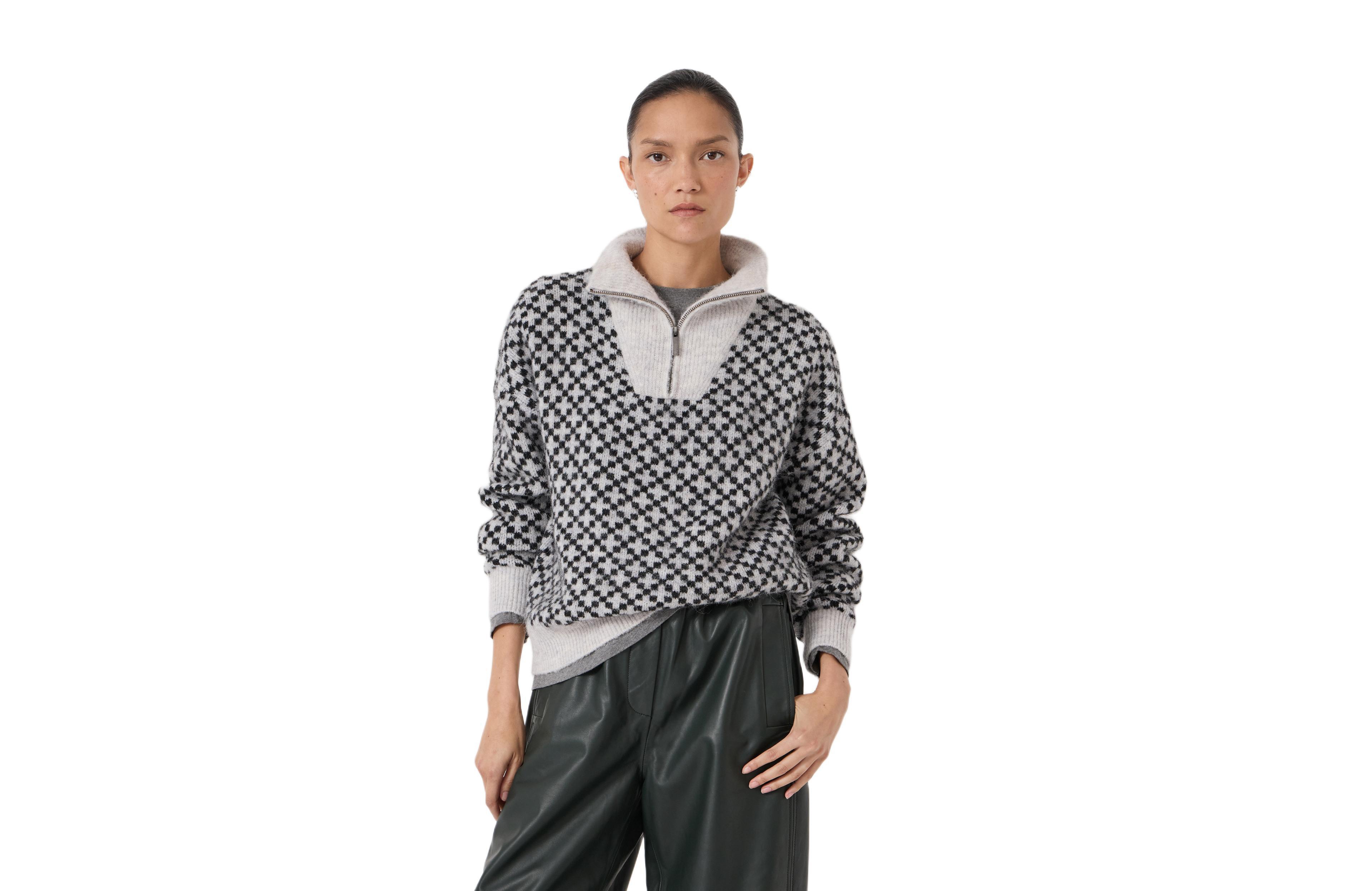 Hush Women's Juno Quarter Zip Mono Jacquard Jumper
