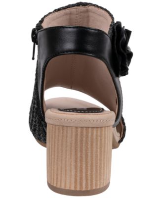 Women's Zakki Flower Rosette Woven Block Heel Dress Sandals