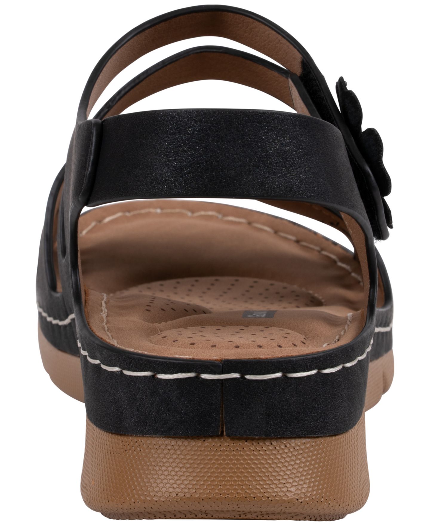 Женские сандалии GC Shoes Cadance Double Band Rosette Comfort, цвет: Чёрный — фото 3