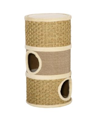 28 Inch 3 Tier Barrel Cat Condo with Sisal Pad
