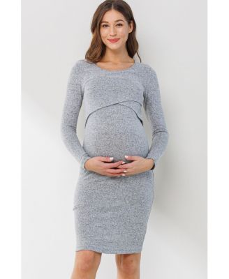 Maternity Long Sleeve Bodycon Nursing Dress