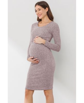 Maternity Long Sleeve Bodycon Nursing Dress