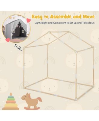 Kids Teepee Play Tent with Cotton Mat and Decorative Flag Banner