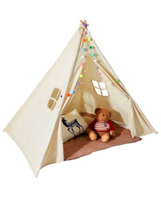 Kids Play Tent with Durable Frame Soft Mat and Decorative Accessories for Indoor and Outdoor Play
