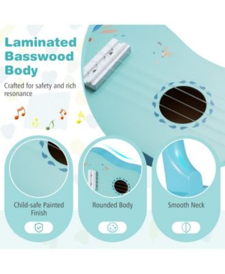 Kids Beginner Ukulele with Nylon Strings and Basswood Body for Early Music Learning