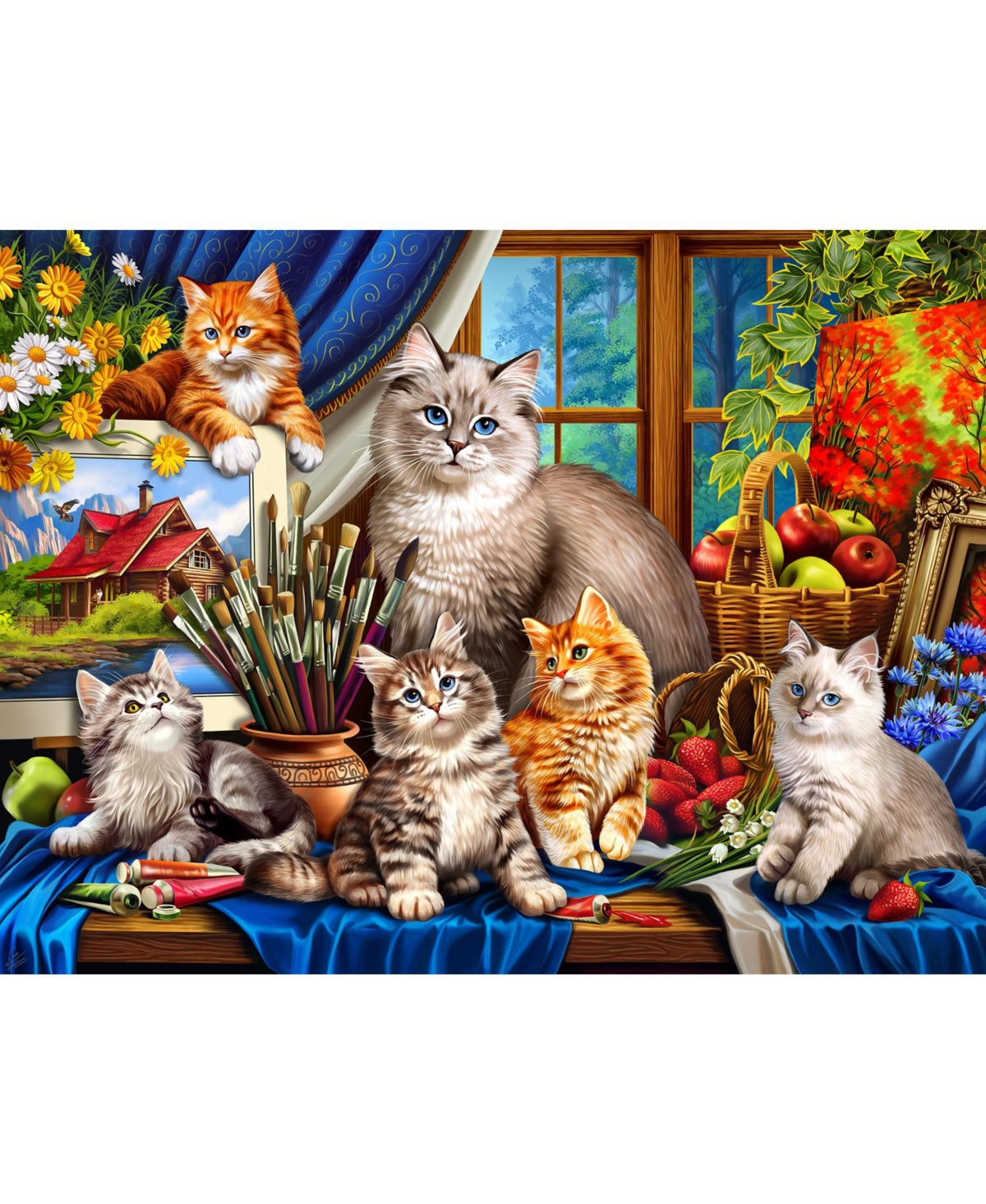 SunsOut Creative Cats 500 piece Jigsaw Puzzle for Adults