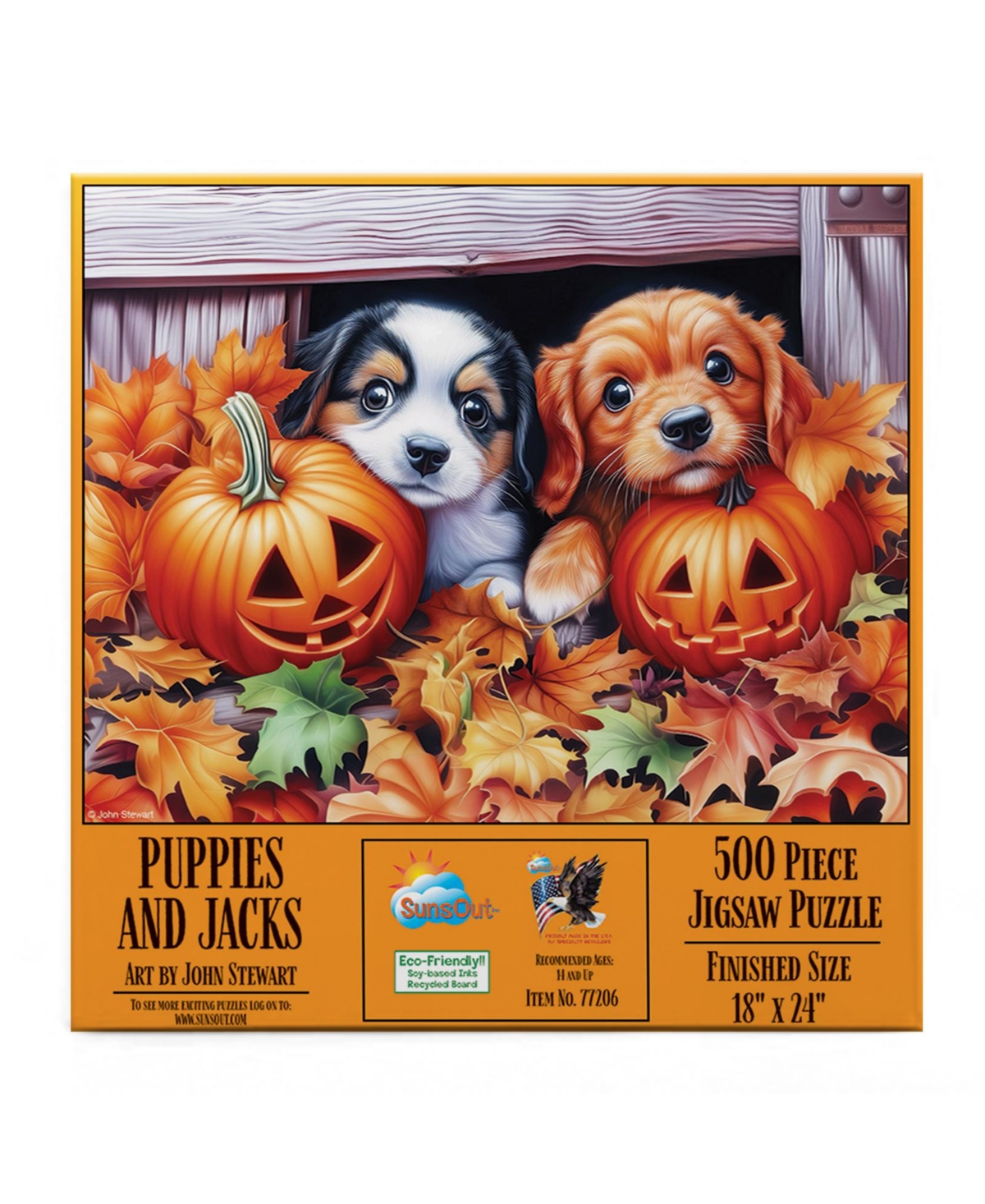SunsOut Puppies and Jacks 500 piece Jigsaw Puzzle for Adults Halloween