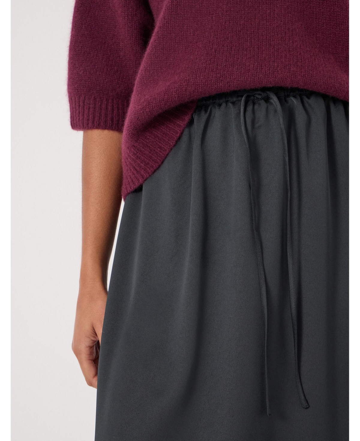 Hush Women's Satin Asymmetric Lace Trim Skirt