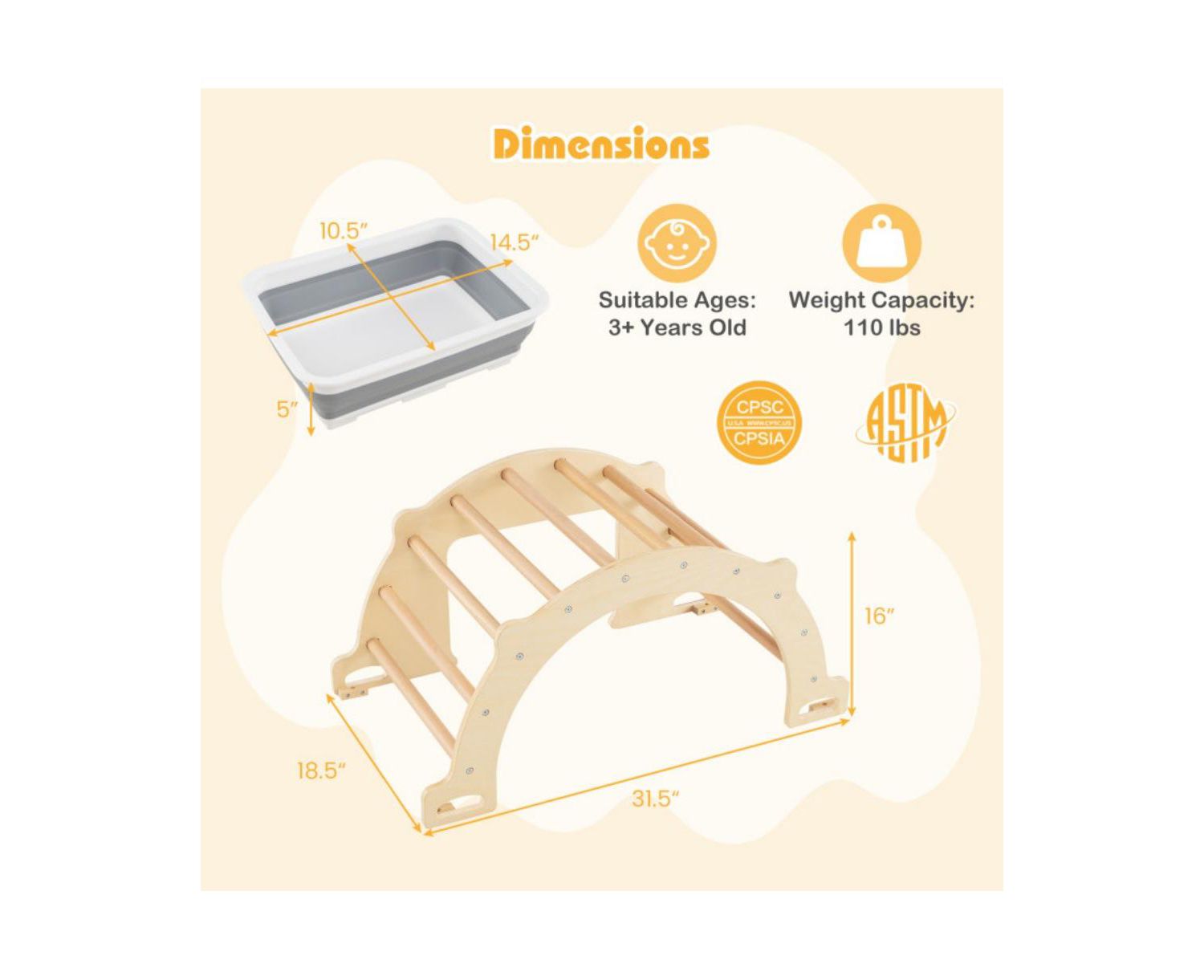 Montessori Climbing Arch and Sensory Activity Table